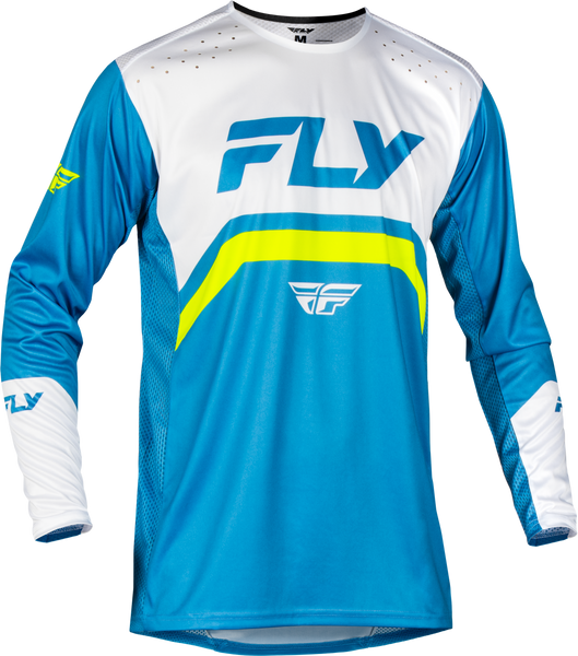 FLY RACING 378-052M Blue/White/Lime Green Bicycle Jersey - Medium