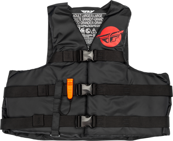 FLY RACING Nylon Flotation Vest Black/Red 2x - Coast Guard Approved