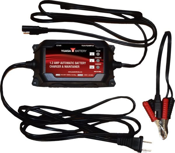 YUASA 1.2 Amp Charger & Maintainer (YUA1P2AMPCH) for 12V Batteries