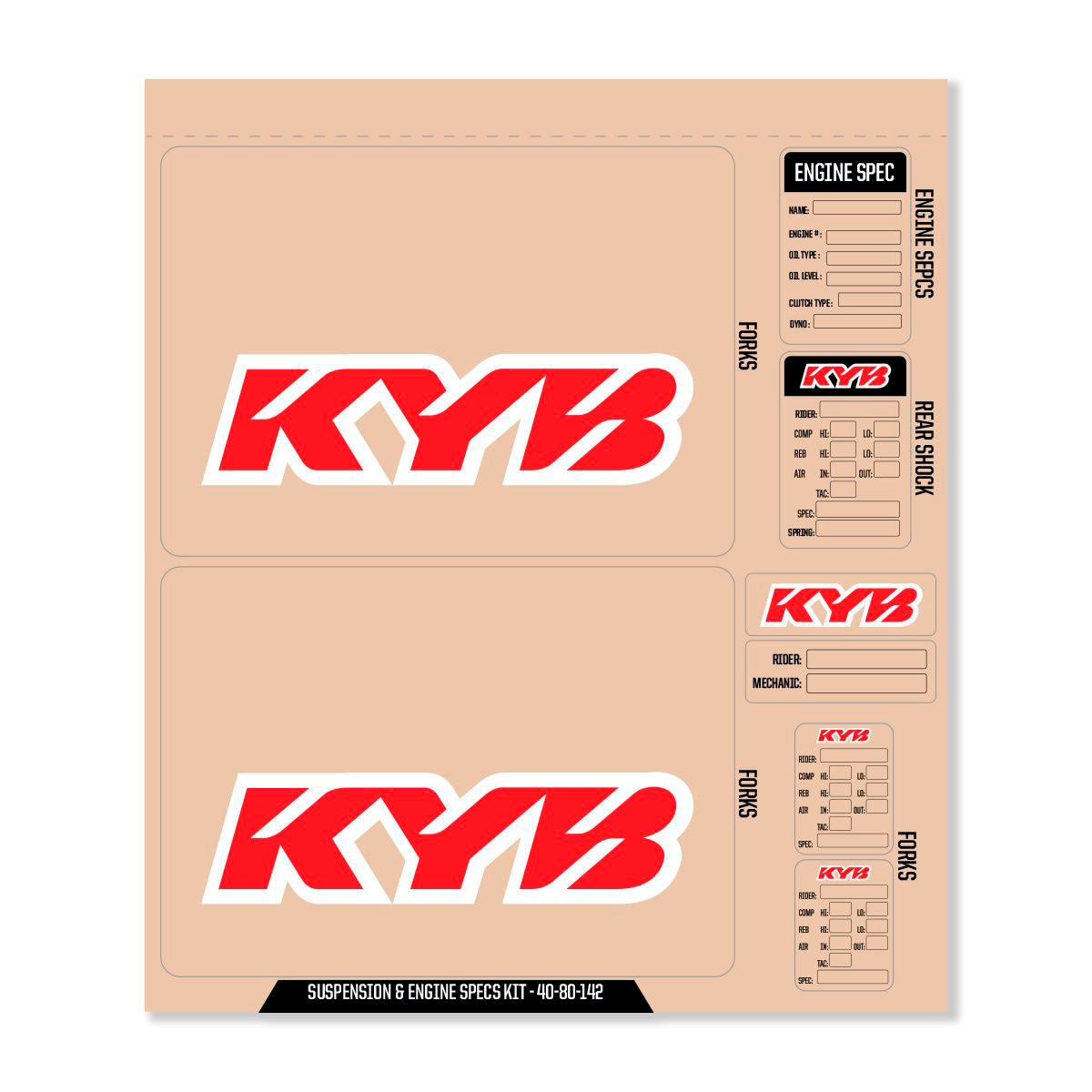 Kyb Decal Kit Red Kyb Fork/Shock/Eng Spec