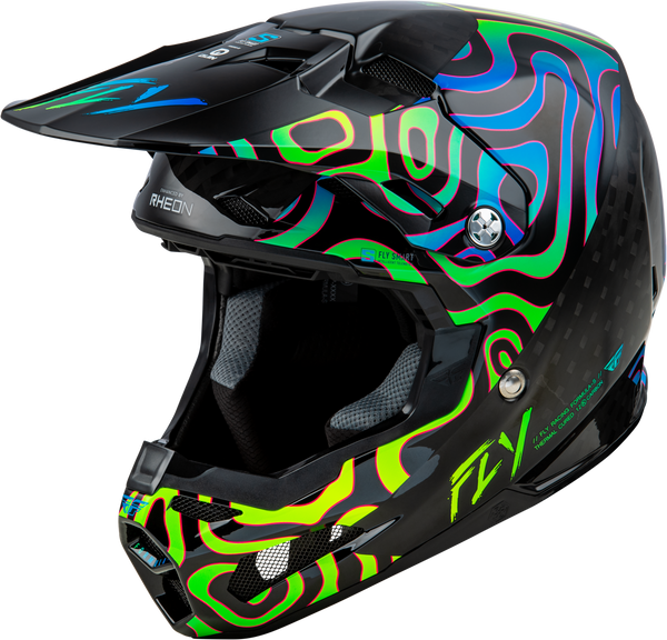 FLY RACING Formula S Carbon Zen Helmet - Black Carbon/Blue/Yellow Large (Part 73-4468L)