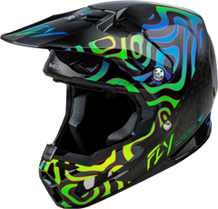 FLY RACING Formula S Carbon Zen Helmet - Black Carbon/Blue/Yellow Large (Part 73-4468L)