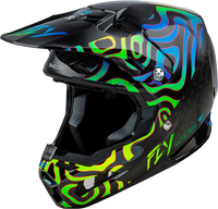 FLY RACING Formula S Carbon Zen Helmet - Black Carbon/Blue/Yellow 73-44682X