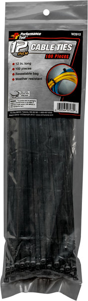 Performance Tool W2912 12" High Strength Cable Ties - 100 Pack