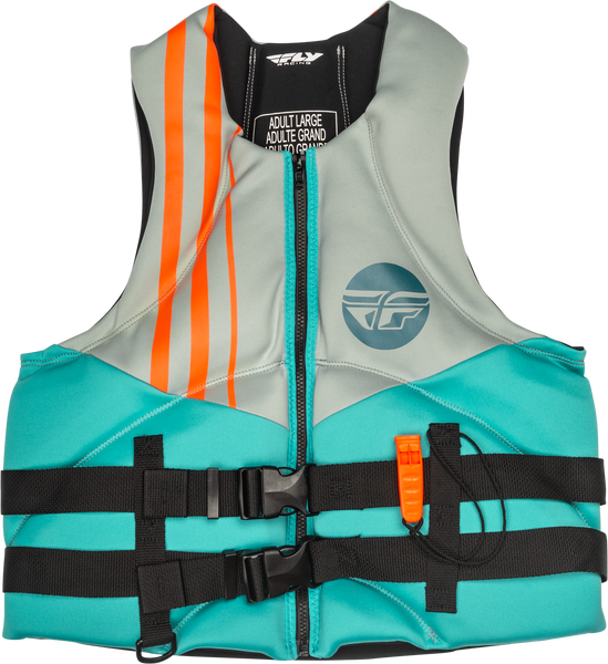 Neoprene Flotation Vest Teal/Grey/Orange Sm