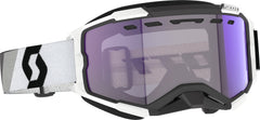 SCOTT Fury Snowcross LS Goggle - Premium Black/White with Blue Chrome Lens