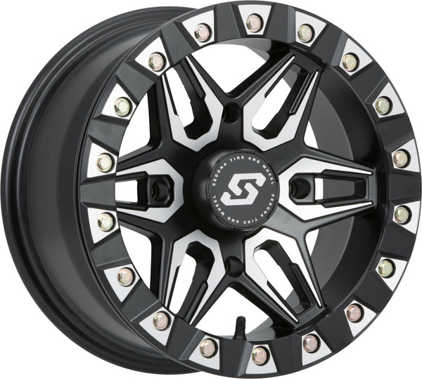 SEDONA Split 6 Beadlock Wheel A72M-47056-43S - 14x7, 4/156, Black/Machined