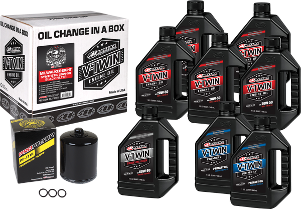 MAXIMA V Twin Oil Change Kit Syn M8 Black Filter - Part Number 90-129018PB