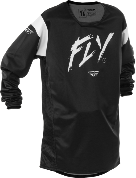 FLY RACING Youth Kinetic Stoke Jersey Black/White 378-525YL