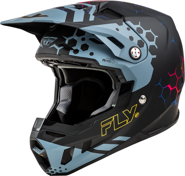 FLY RACING Formula Cc Tektonic Helmet Matte Black/Slate/Blue Lg - Part 73-4333L