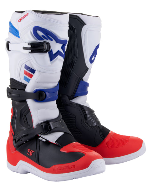 Alpinestars Tech 3 Boots White/Red/Blue Size 7 - Part Number 2013018-2307-7