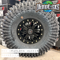 System 3 SB4 Matte Black Beadlocks + Maxxis Roxxzilla Tires (Mounted Kit) – 4/137 UTV Fitment | PlanetSXS