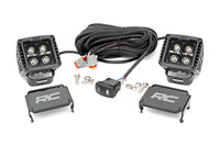 Rough Country | 2 Inch Black Series LED Light Pods | Spot | Square |  Amber DRL | 70903BLKDRLA