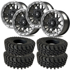 Bullite BT05 Rider Beadlock Black or Gunmetal w/Graphite Silver Ring SUPERGRIP K9 XT Wheel Tire Kit