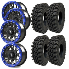 Bullite BT05 Rider Beadlock Black or Gunmetal w/Velocity Blue Ring SUPERGRIP K9 XT Wheel Tire Kit