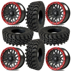 Bullite BT01 SABER Beadlock Black or Gunmetal w/Red Ring SUPERGRIP K9 XT Wheel Tire Kit