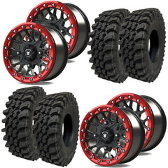 Bullite BT05 Rider Beadlock Black or Gunmetal w/Red Ring SUPERGRIP K9 XT Wheel Tire Kit