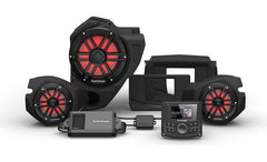Rockford Fosgate RZR14-STG3 Stage 3 kit 2014+ Polaris RZR models: includes digital media receiver, 6-1/2" speakers, 4-channel amp, and 10" subwoofer