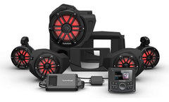 Rockford Fosgate RZR14-STG4 Stage 4 kit 2014+ Polaris RZR models: includes digital media receiver, four speakers, amplifier, and 10" subwoofer