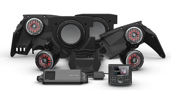 Rockford Fosgate X317-STG5 Stage 5 kit 2017+ Can-Am Maverick X3: includes receiver, four 6-1/2" speakers, 5-channel amp, and two 10" subwoofers